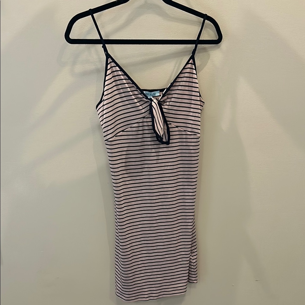 She + Sky Pink and Black Striped Dress